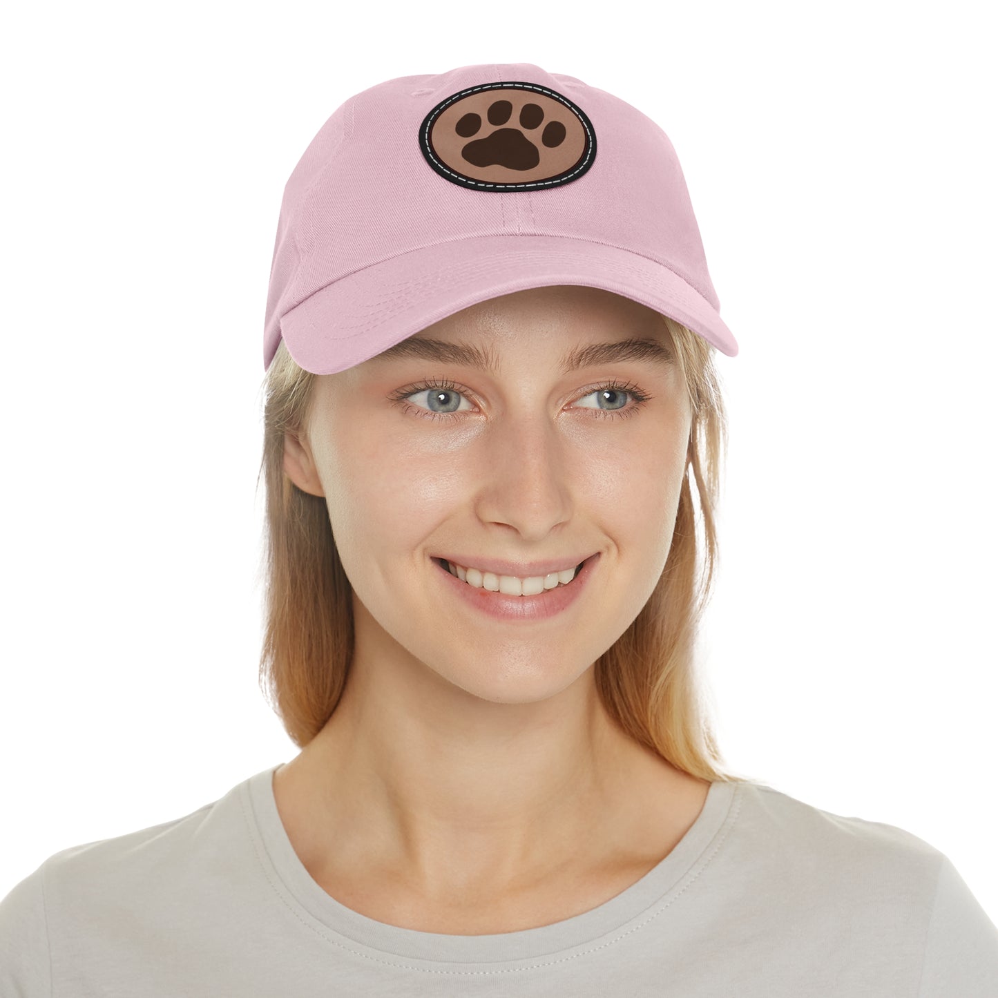 Ball Cap with Paw Print Leather Patch (Round)