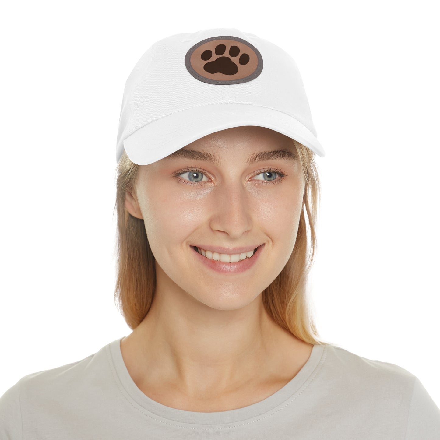 Ball Cap with Paw Print Leather Patch (Round)