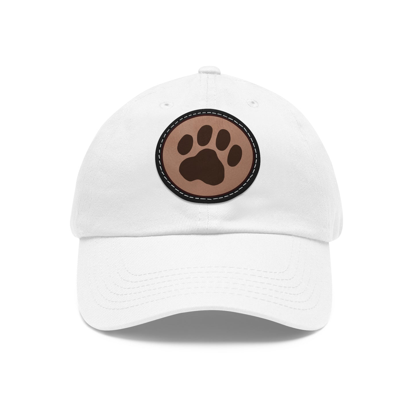 Ball Cap with Paw Print Leather Patch (Round)