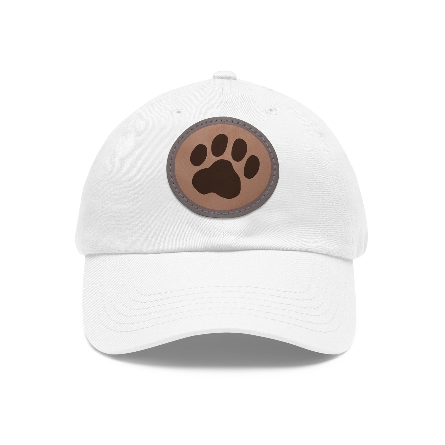 Ball Cap with Paw Print Leather Patch (Round)