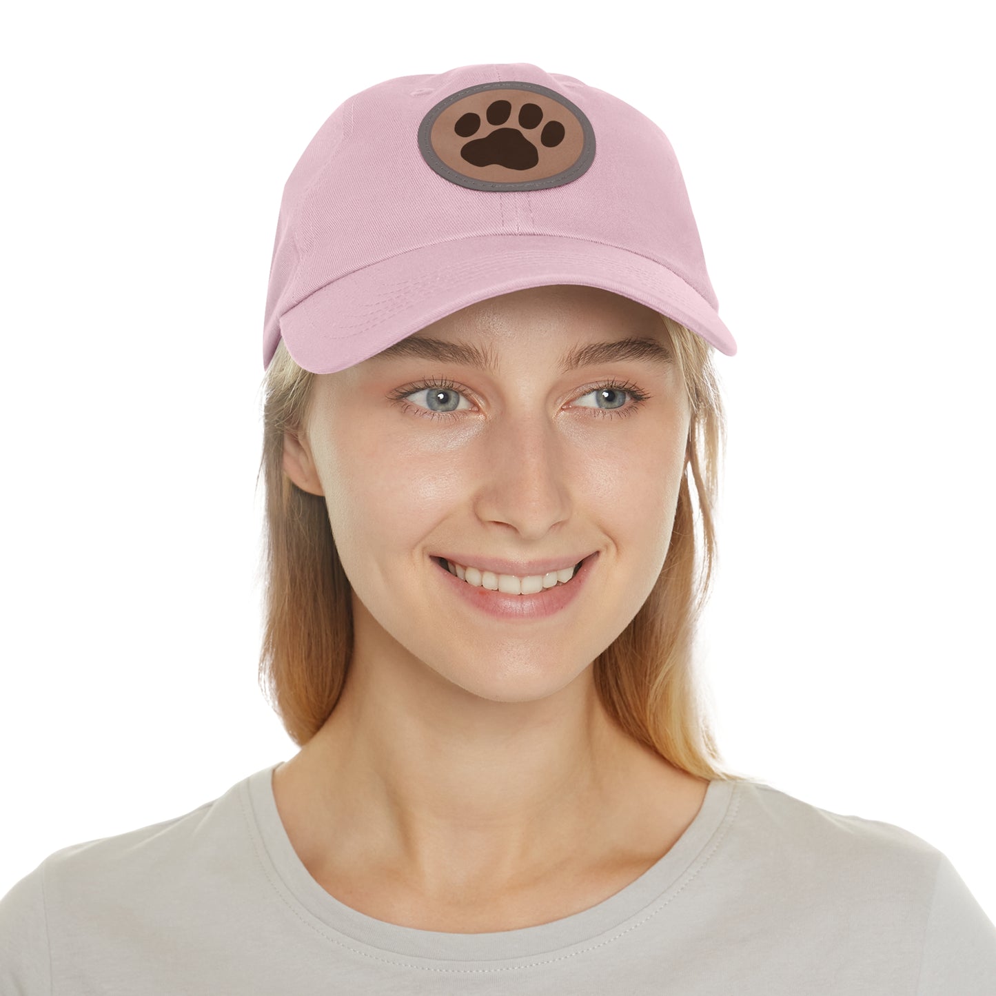 Ball Cap with Paw Print Leather Patch (Round)