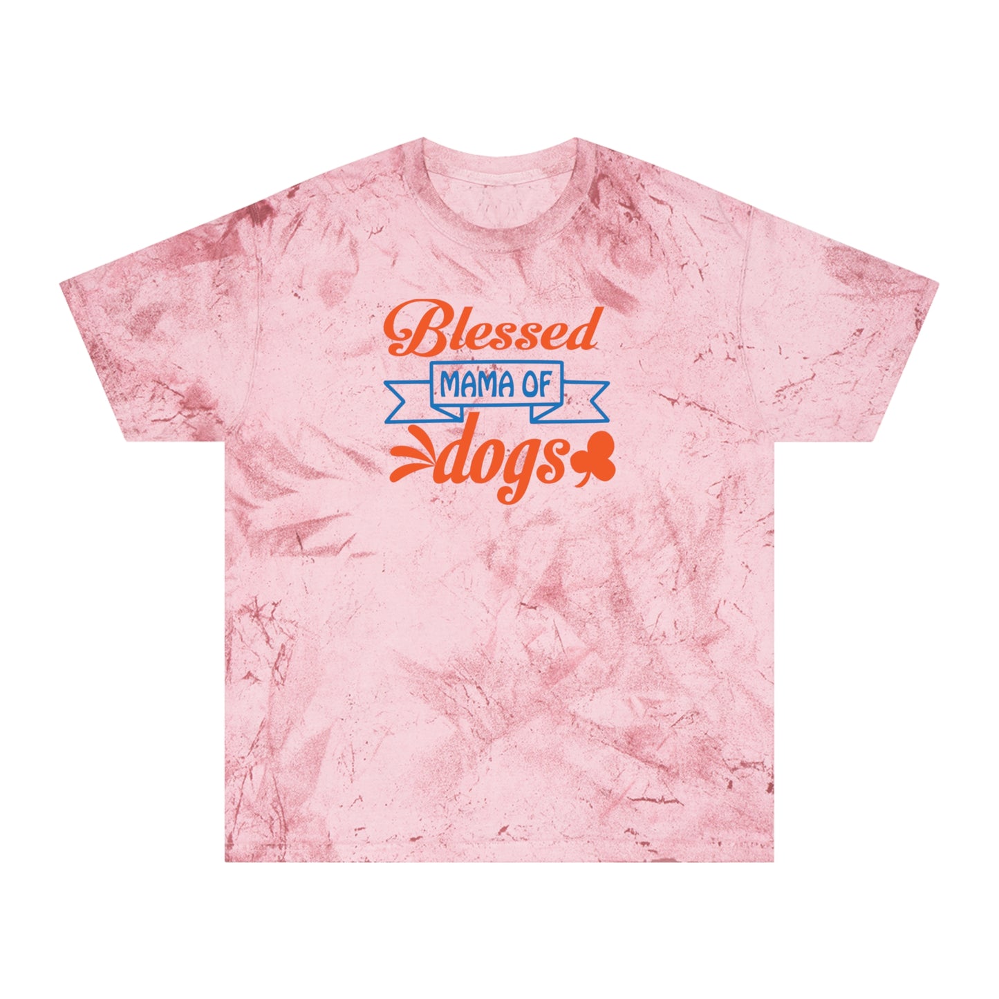 T-shirt "Blessed Mama of Dogs" pink crystal (marbled) color