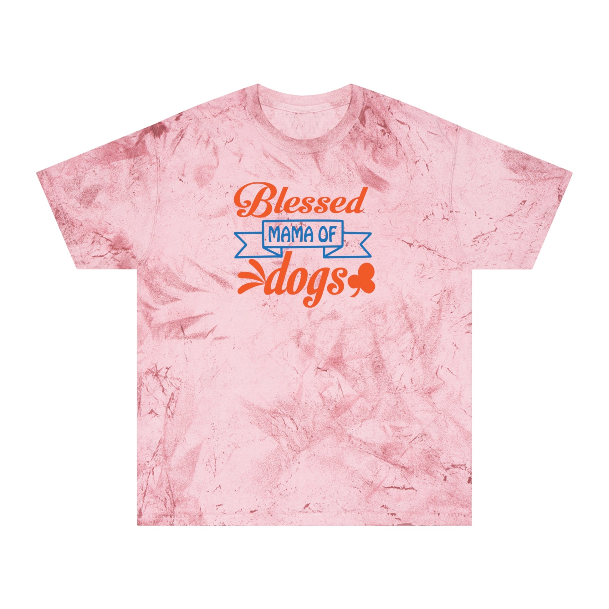 T-shirt "Blessed Mama of Dogs" pink crystal (marbled) color