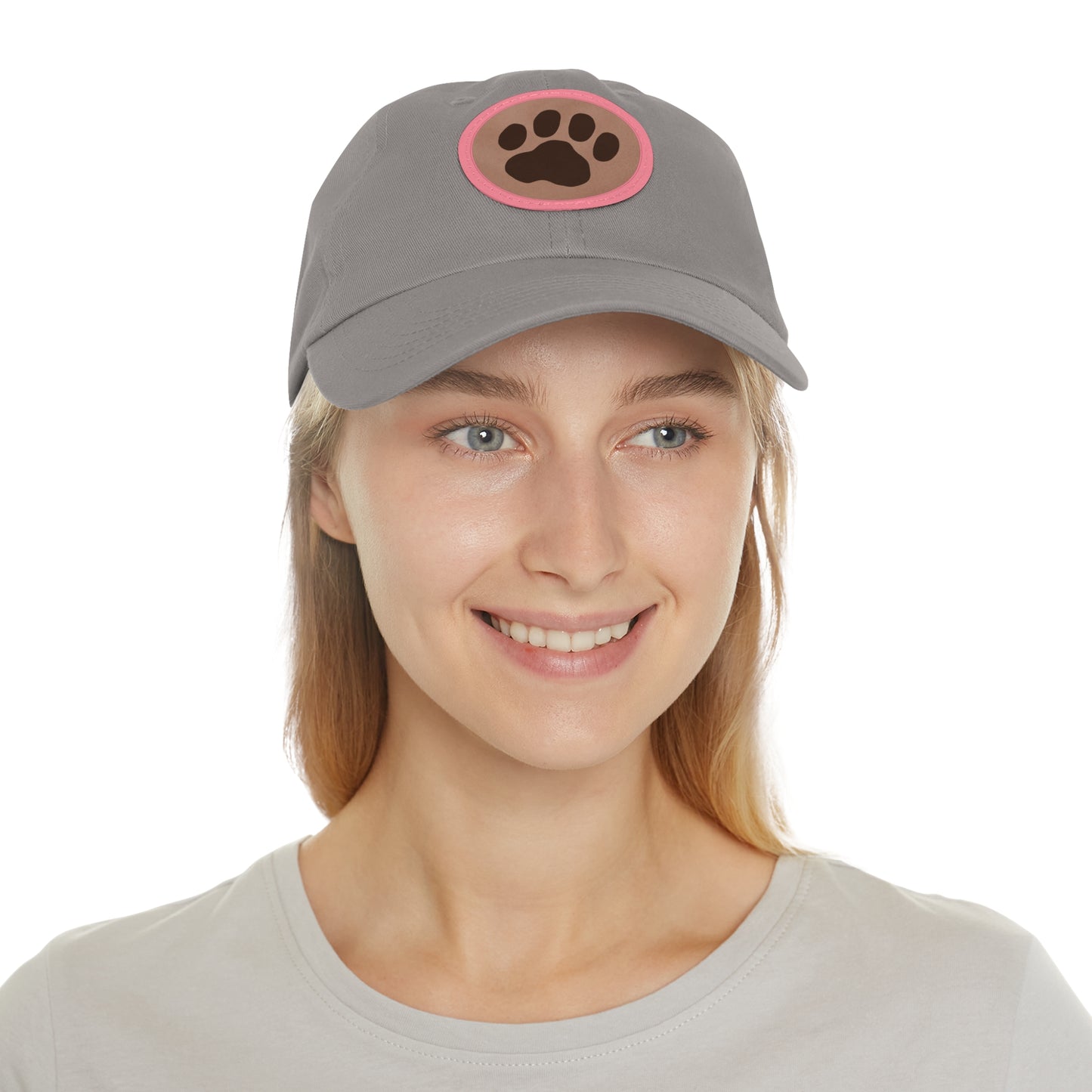 Ball Cap with Paw Print Leather Patch (Round)