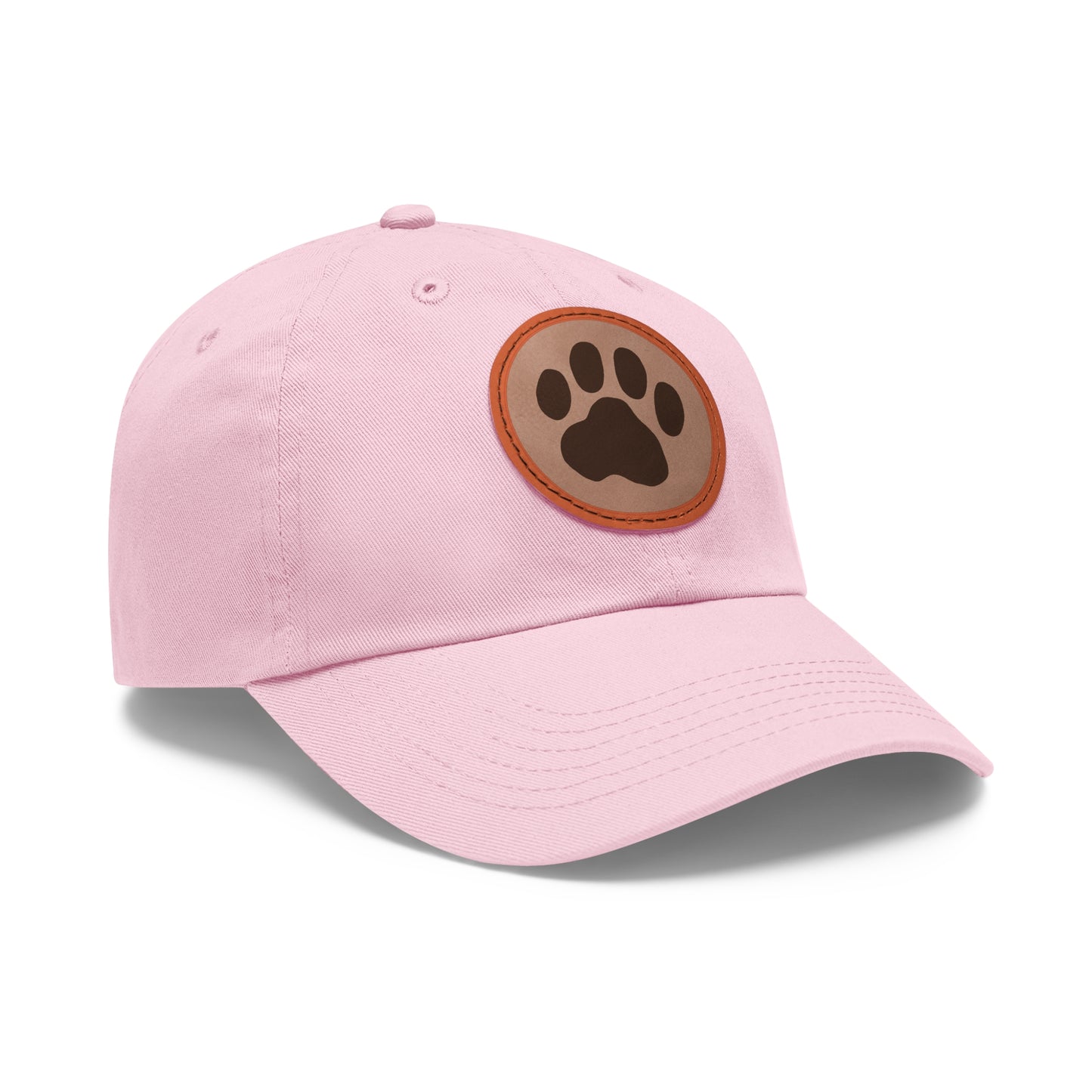 Ball Cap with Paw Print Leather Patch (Round)