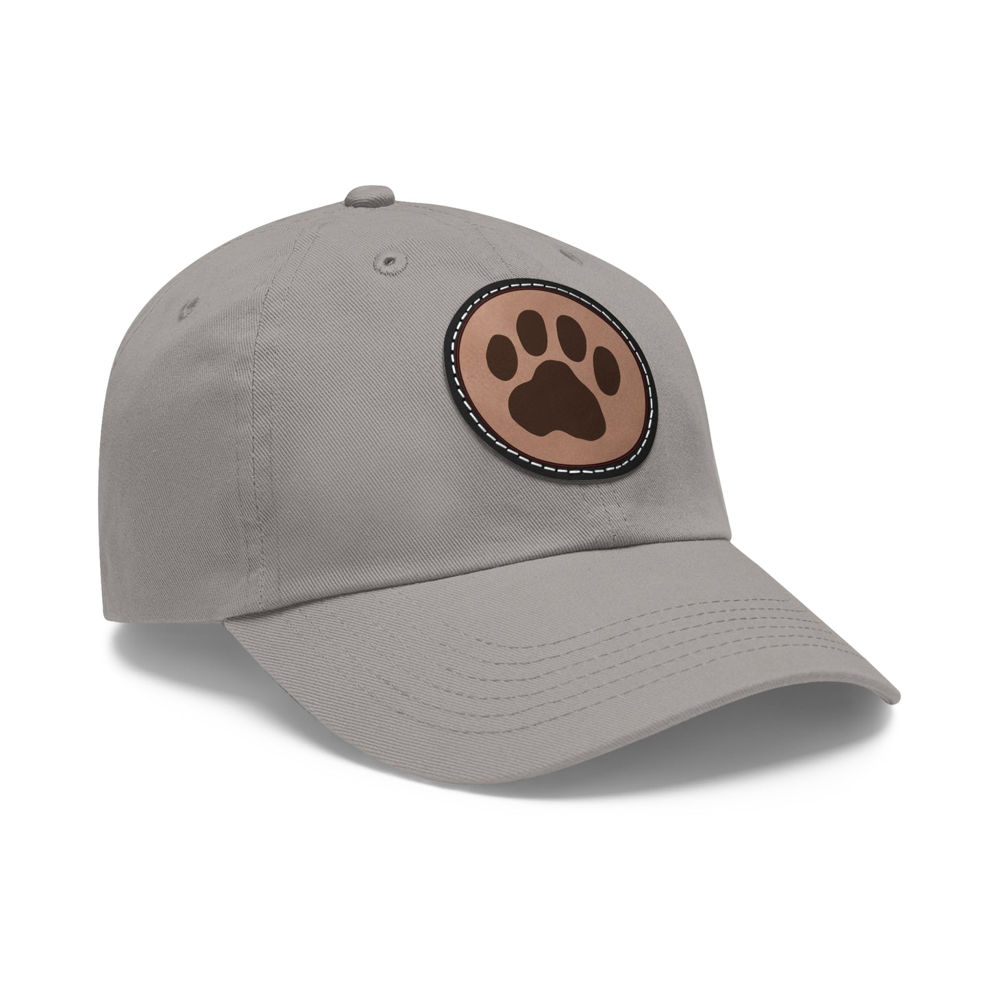 Ball Cap with Paw Print Leather Patch (Round)