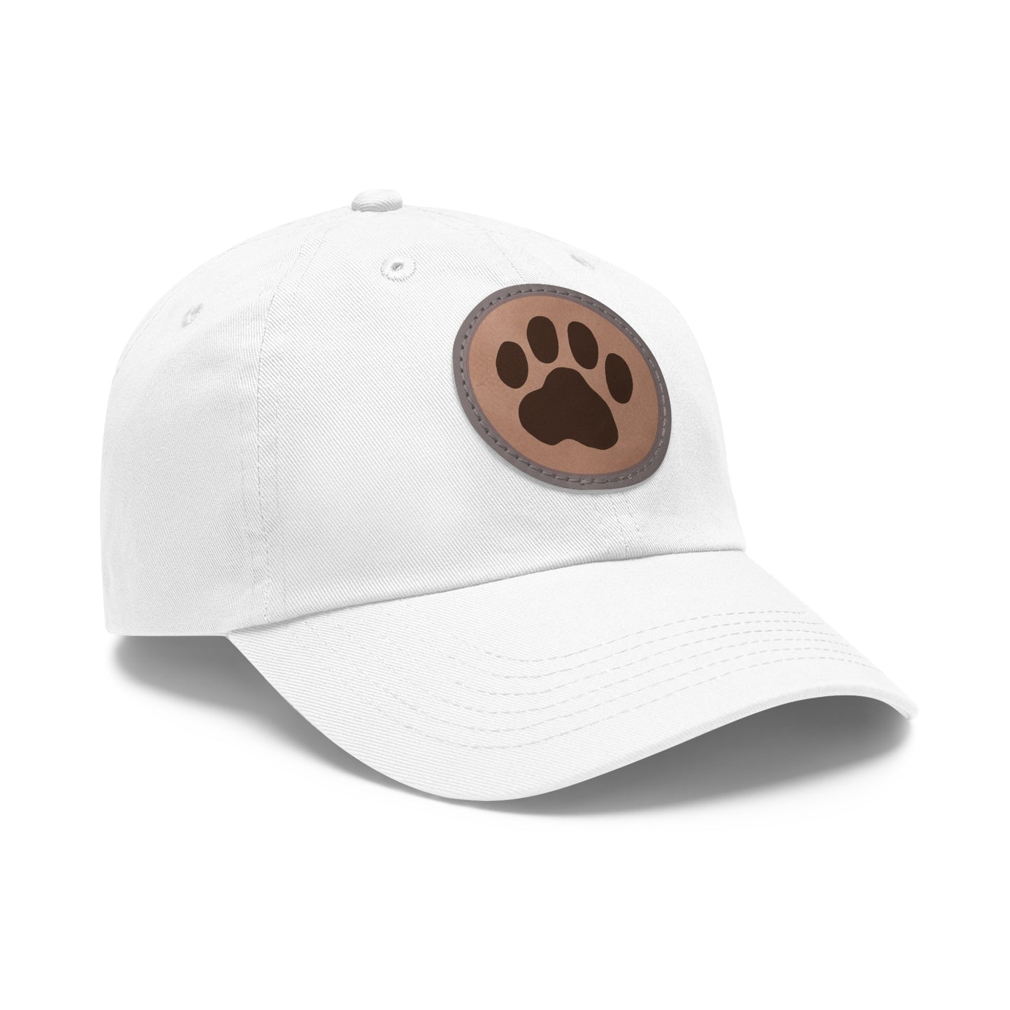 Ball Cap with Paw Print Leather Patch (Round)