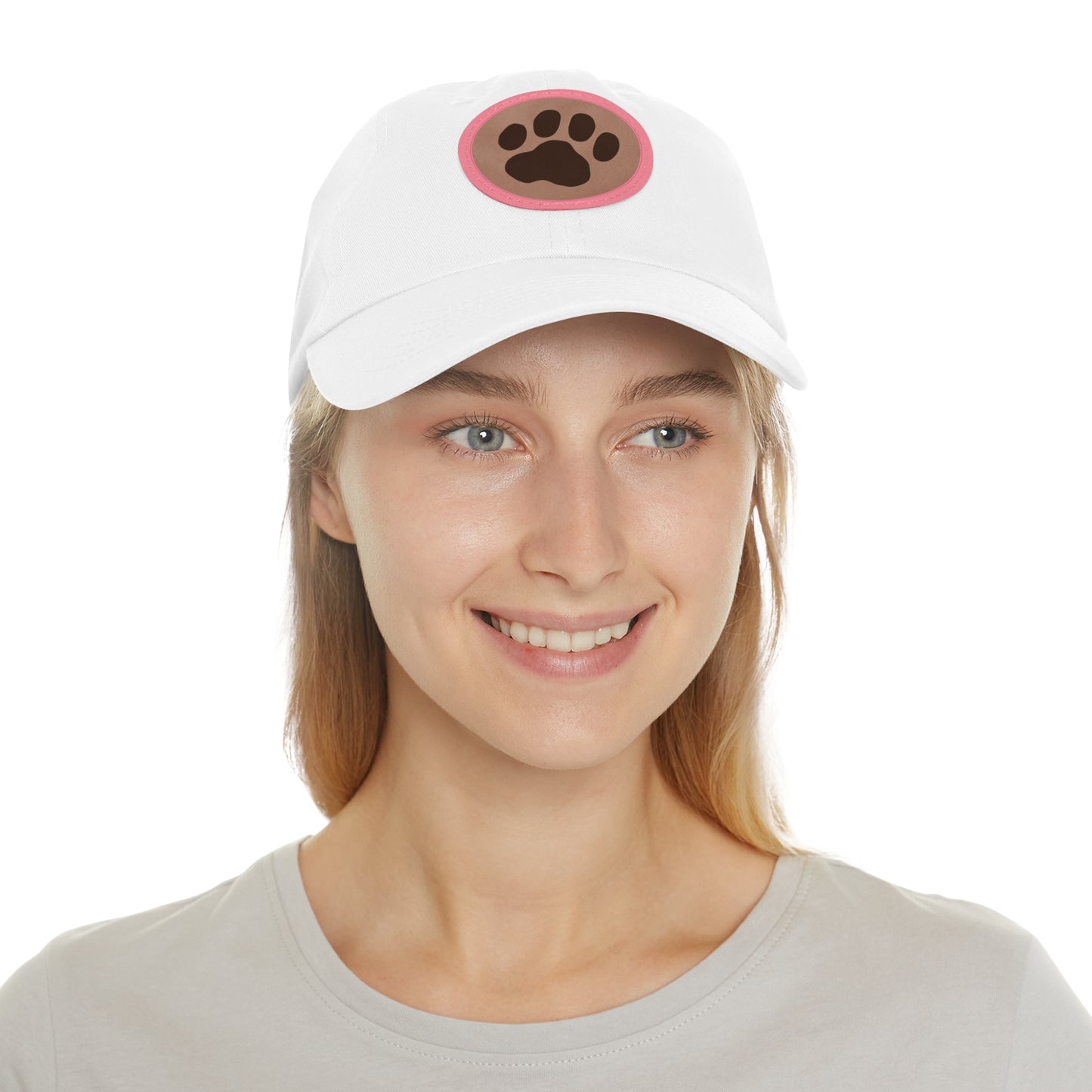 Ball Cap with Paw Print Leather Patch (Round)