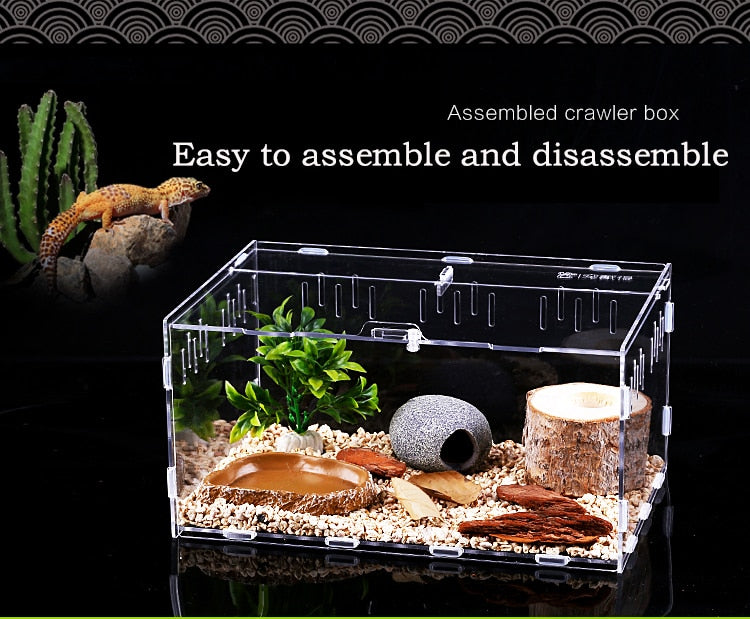 Transparent Acrylic Reptile Breeding Box - Spider/Lizard/Scorpion/Insect Breathable Terrarium