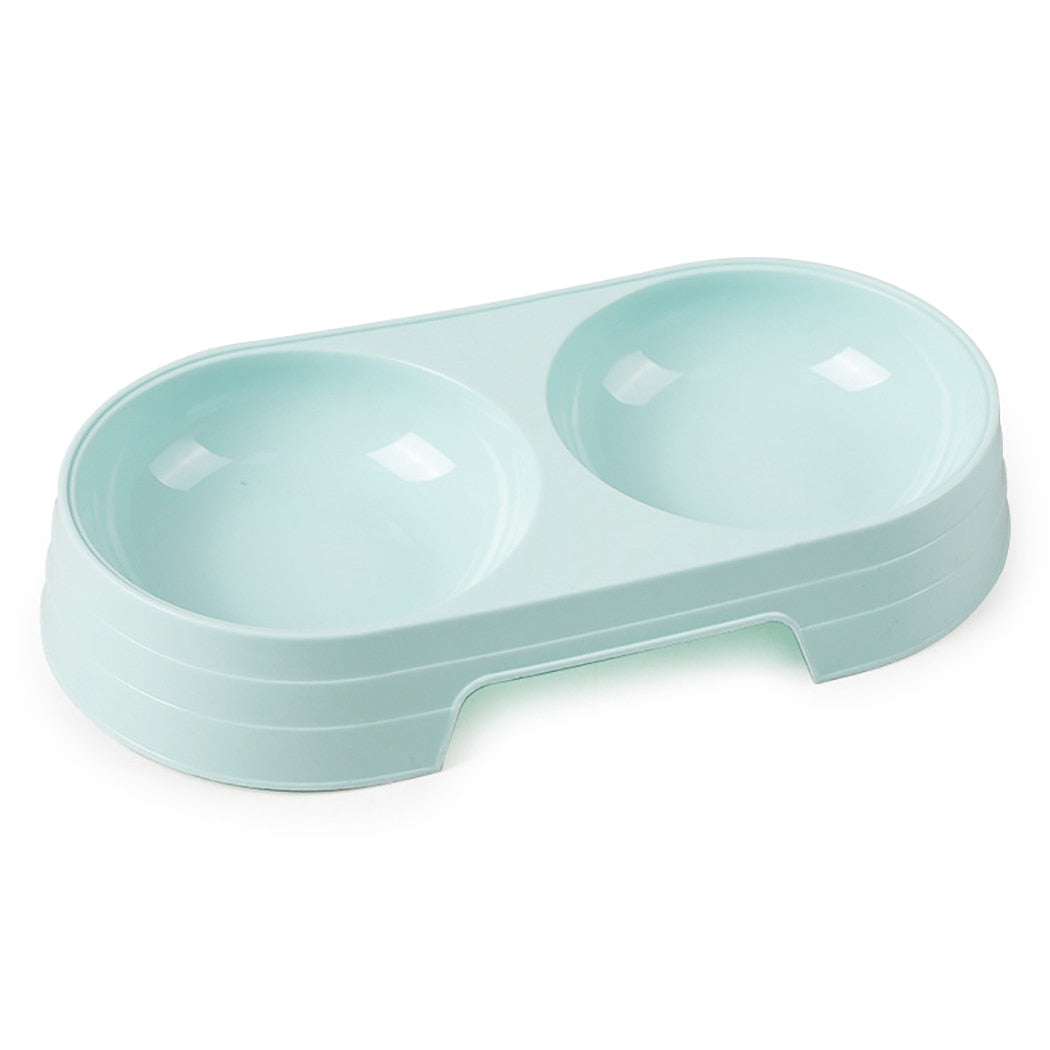 Candy Colored Plastic Pet Double Bowls - Easy To Clean Pet Food & Water Bowl