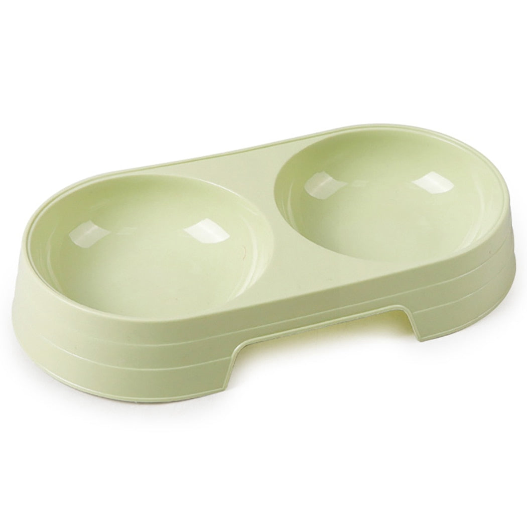 Candy Colored Plastic Pet Double Bowls - Easy To Clean Pet Food & Water Bowl