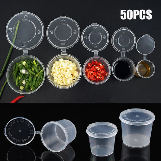 50Pcs Disposable Container with Hinged Lids