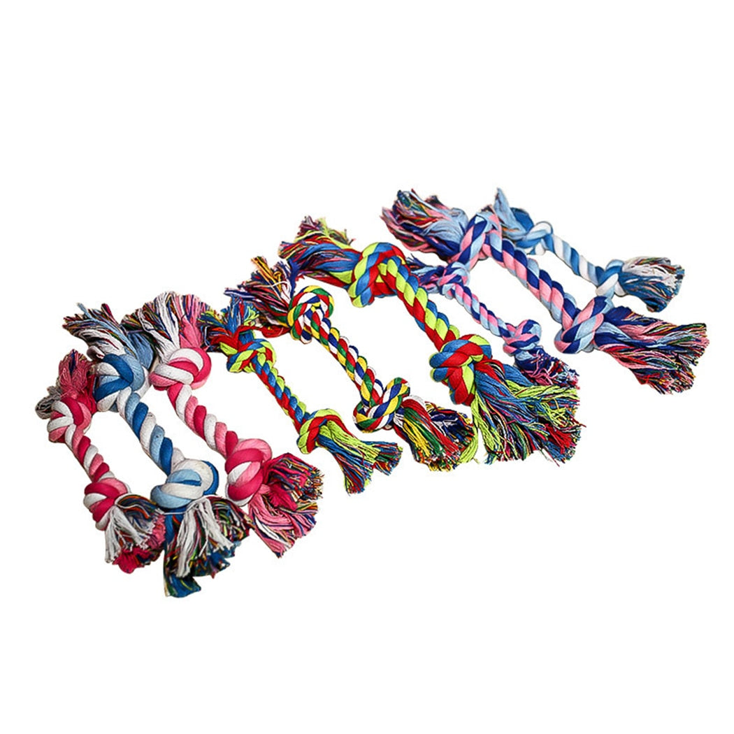 1 Pcs Dog/Puppy Cotton Chew Toy Durable Braided Bone Rope 32cm Funny Tool (Random Color )