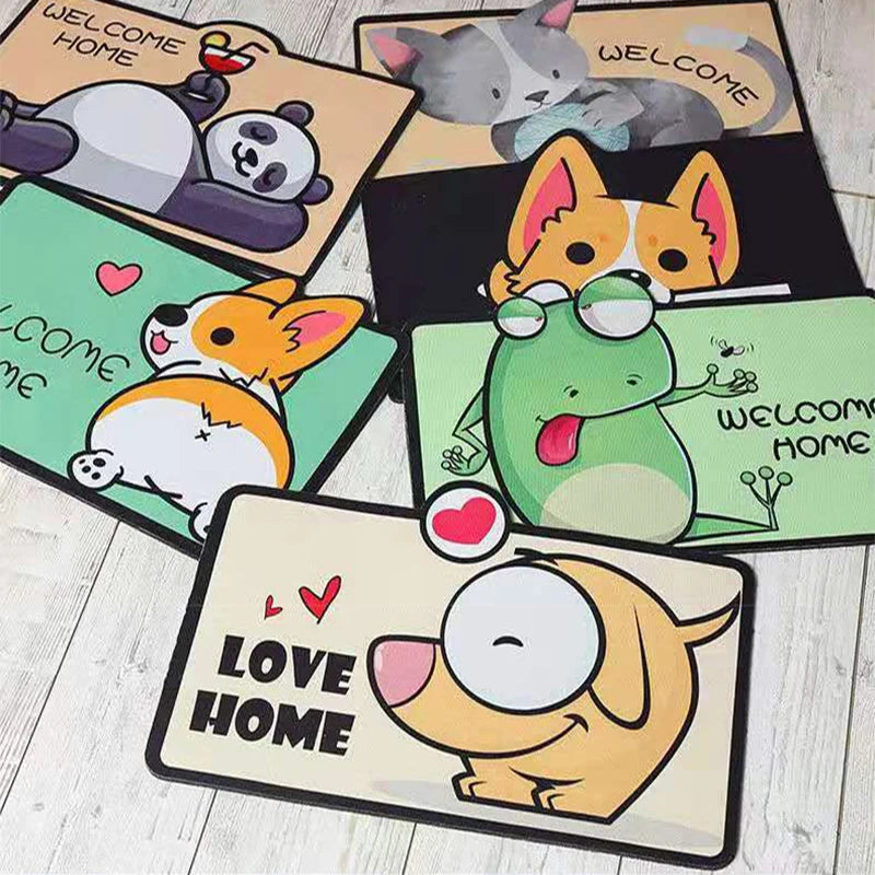 Cartoon pet welcome mats