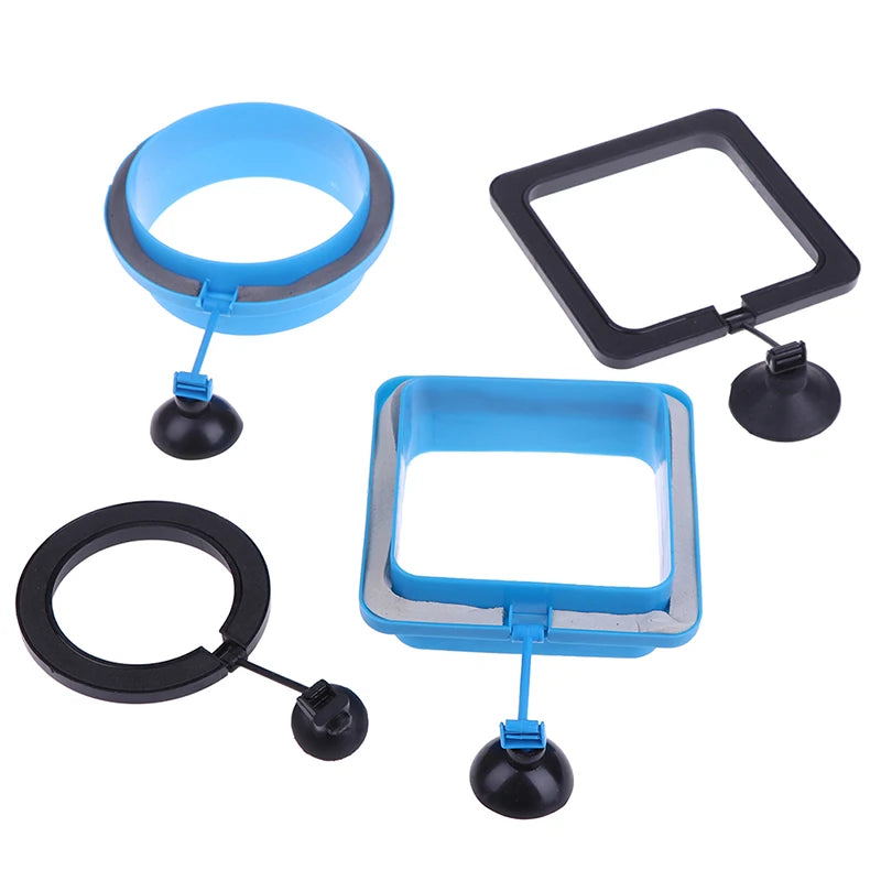 Aquarium Floating Fish Tank Feeding Station (Square or Round) with Suction Cup - Fish Tank Accessory