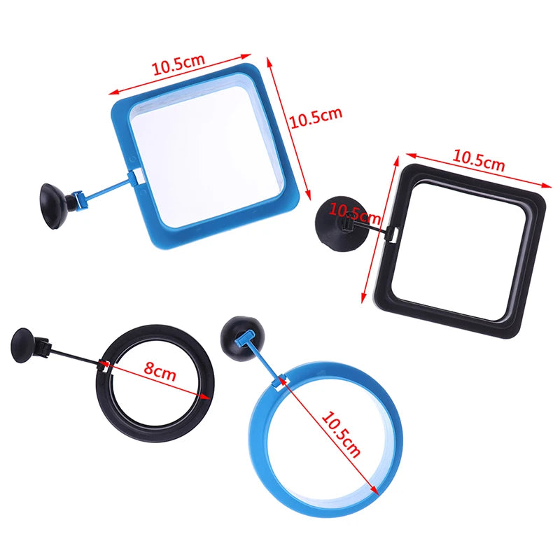 Aquarium Floating Fish Tank Feeding Station (Square or Round) with Suction Cup - Fish Tank Accessory