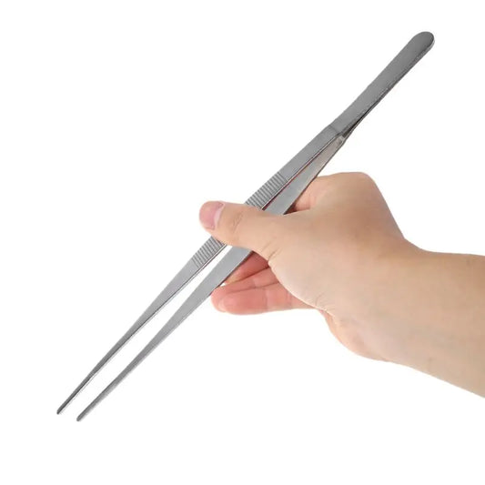 Stainless Steel Toothed Tweezers - Long Straight Tweezer, 5 Sizes