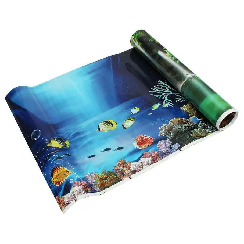 PVC Double-Sided Aquarium Background Poster - Tank Wall Lanscaping Decorative Background Poster (30/40/50cm Height)