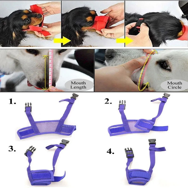 Dog Adjustable Muzzles - Mesh Breathable (for Anti Bark, Bite & Chew)