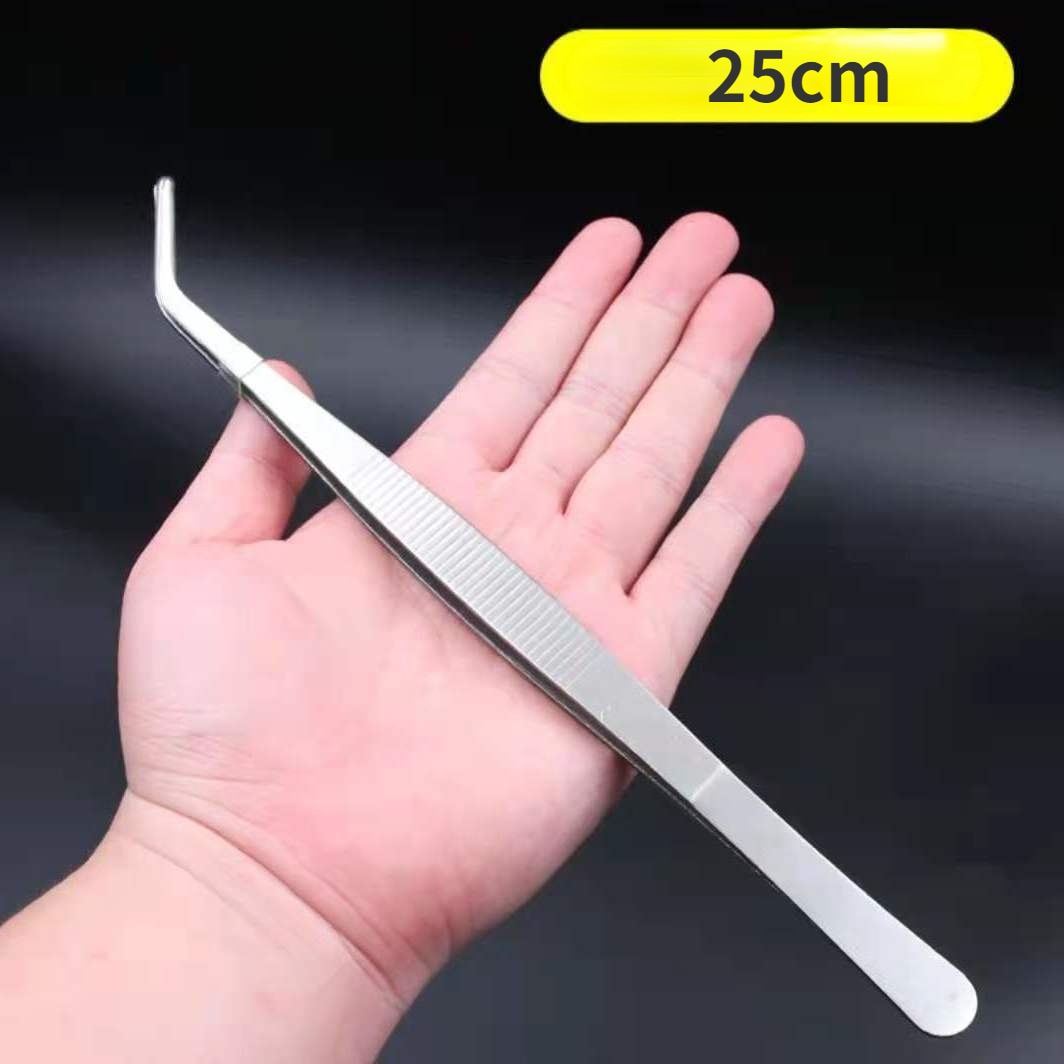 48cm Stainless Steel Tweezers - Curved Tongs for Birds/Reptile/Insect Feeding