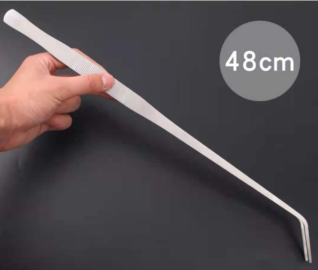 48cm Stainless Steel Tweezers - Curved Tongs for Birds/Reptile/Insect Feeding