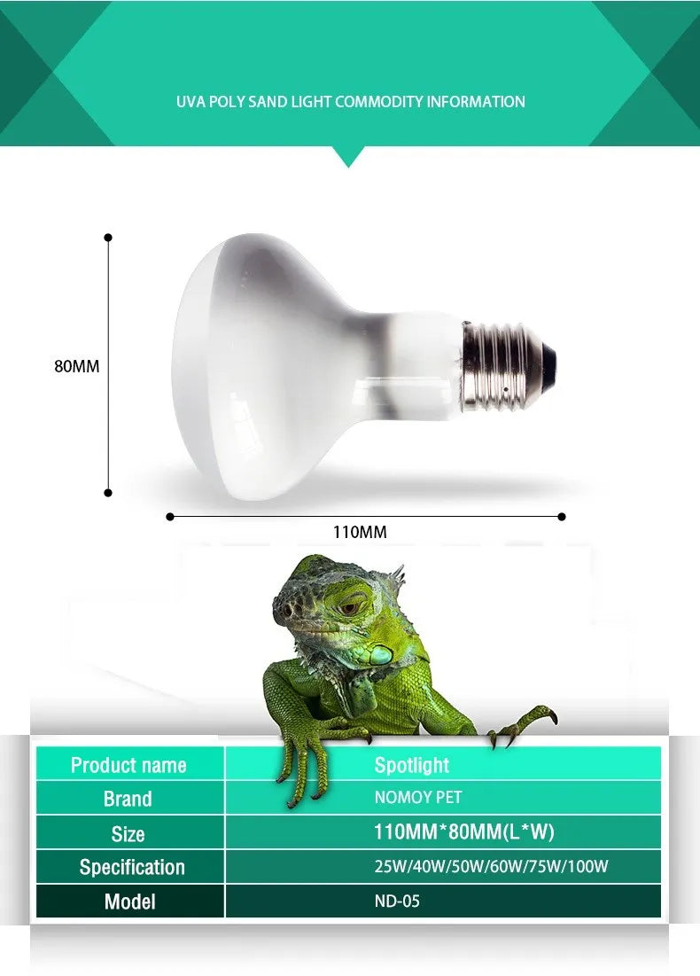 Reptile UVA+UVB Lamp Bulb 25W/40W/50W/60W/75W/100W