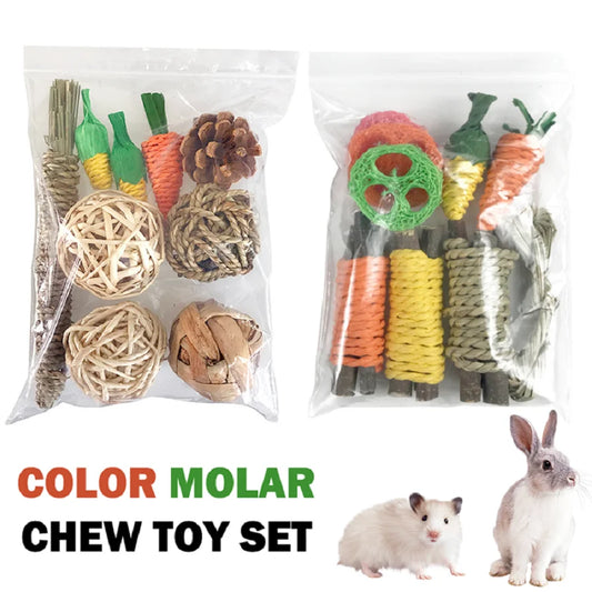 Fun Toy & Tooth Grinding Snacks Set for Hamster/Rabbit/Guinea Pig/Dragon/Cat  Pet