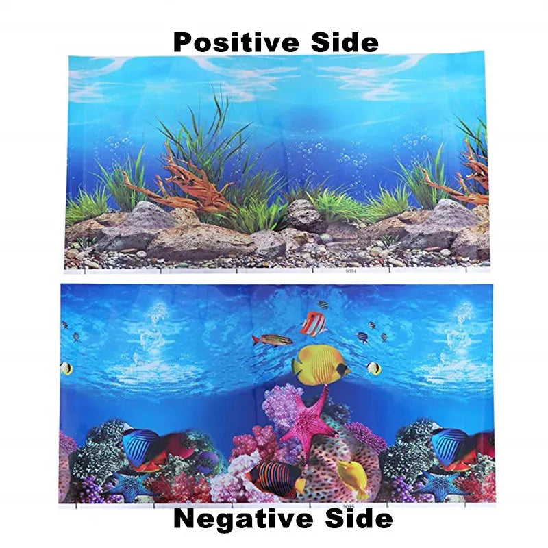 PVC Double-Sided Aquarium Background Poster - Tank Wall Lanscaping Decorative Background Poster (30/40/50cm Height)