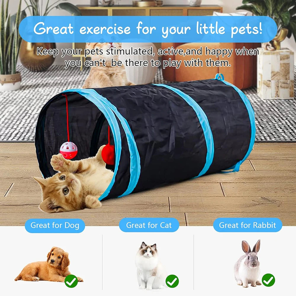 Cat Tunnel for Indoor Cats with Play Ball and Peek Holes Collapsible Pet Cat Tunnel Tube for Pet Exercise Puppy Kitten Rabbit