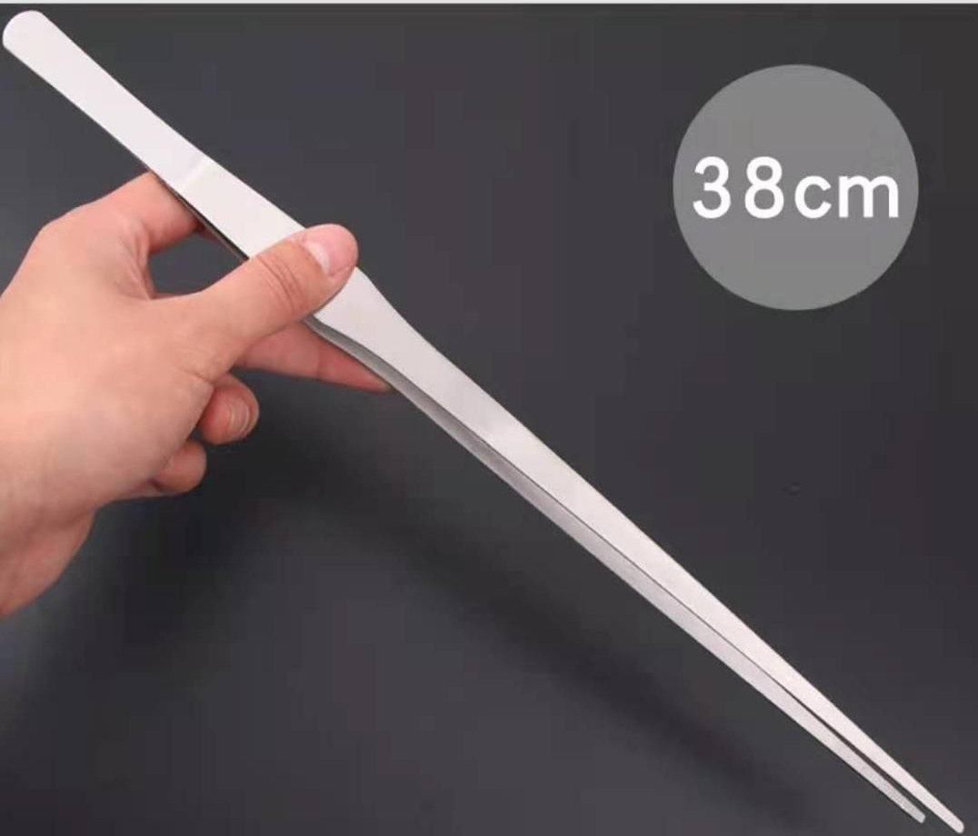 48cm Stainless Steel Tweezers - Curved Tongs for Birds/Reptile/Insect Feeding