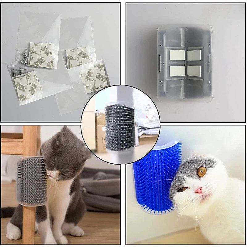 Wall-mounted Cat Comb with Catnip for Self Grooming or Massage