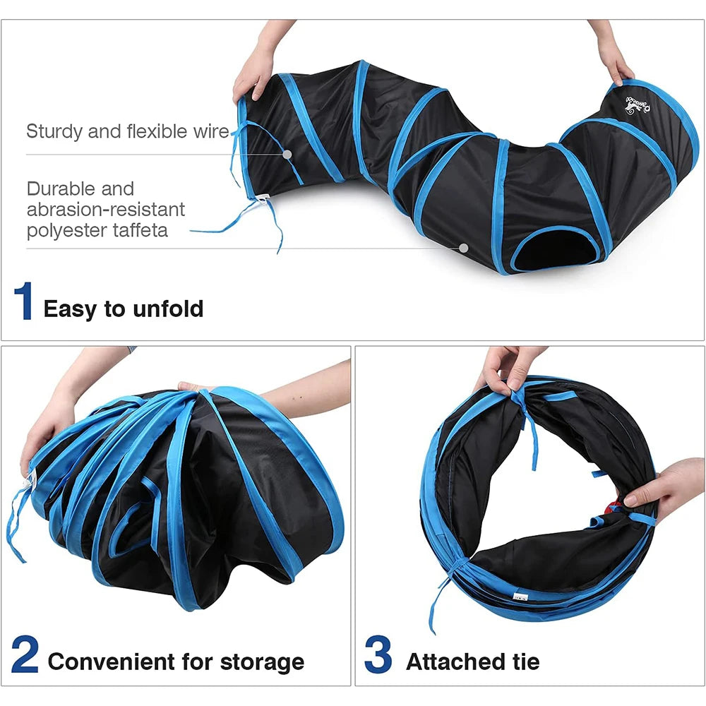 Cat Tunnel for Indoor Cats with Play Ball and Peek Holes Collapsible Pet Cat Tunnel Tube for Pet Exercise Puppy Kitten Rabbit