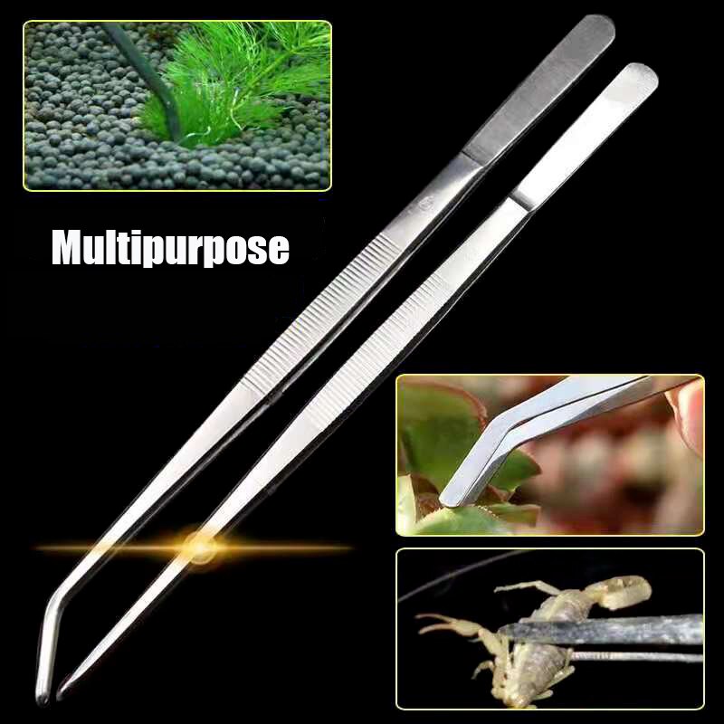 48cm Stainless Steel Tweezers - Curved Tongs for Birds/Reptile/Insect Feeding