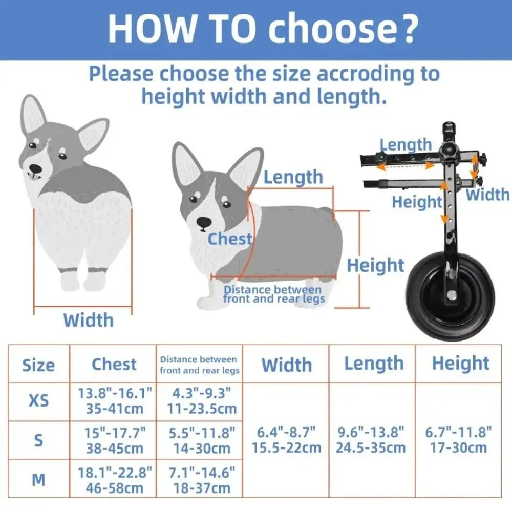 Adjustable Pet Walk Booster Walking Wheels Durable Dog Wheelchair Cart Blue Light Pet Hind Legs Bracket Disability Dog