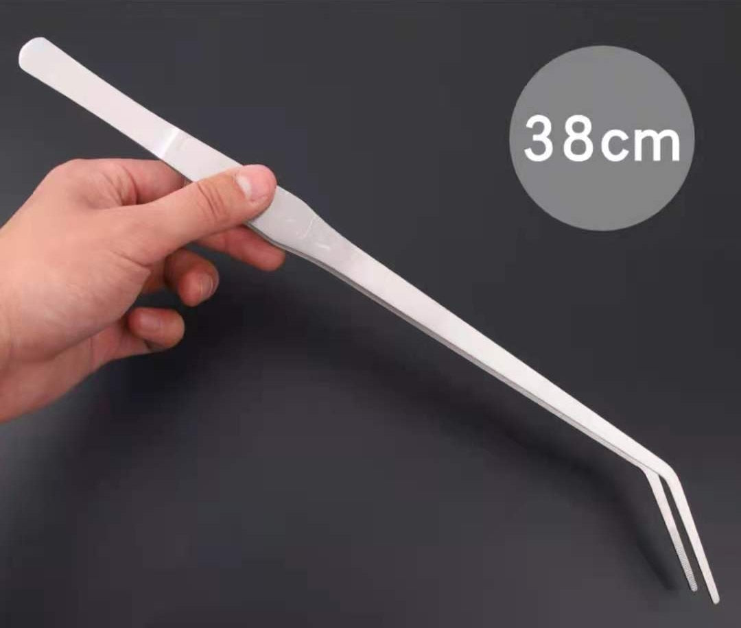 48cm Stainless Steel Tweezers - Curved Tongs for Birds/Reptile/Insect Feeding