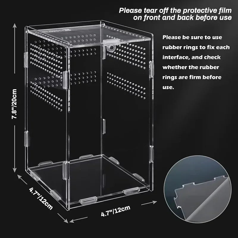 Reptile Acrylic Transparent Terrarium Habitat, 5 sizes