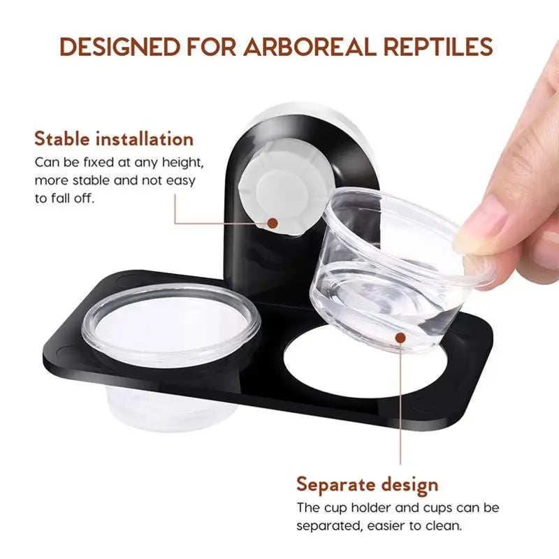 Reptile Tank Suction Cup Feeding Bowls Holders with Extra Bowls