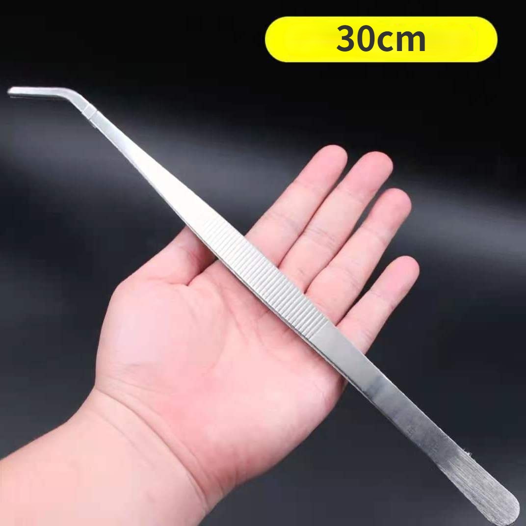 48cm Stainless Steel Tweezers - Curved Tongs for Birds/Reptile/Insect Feeding