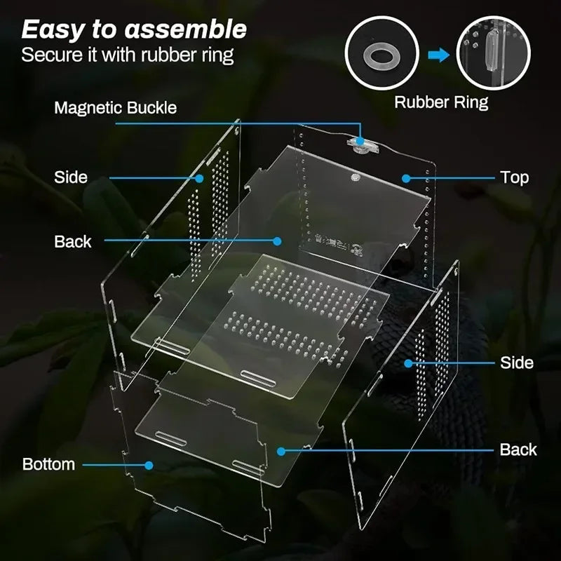 Reptile Acrylic Transparent Terrarium Habitat, 5 sizes