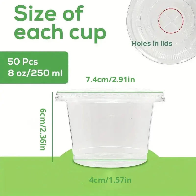 50pcs 5.5oz Disposable Plastic Cups with Lids