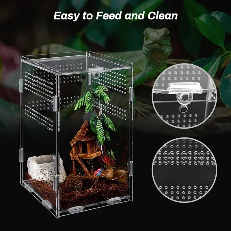 Reptile Acrylic Transparent Terrarium Habitat, 5 sizes