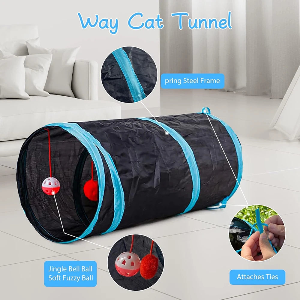 Cat Tunnel for Indoor Cats with Play Ball and Peek Holes Collapsible Pet Cat Tunnel Tube for Pet Exercise Puppy Kitten Rabbit