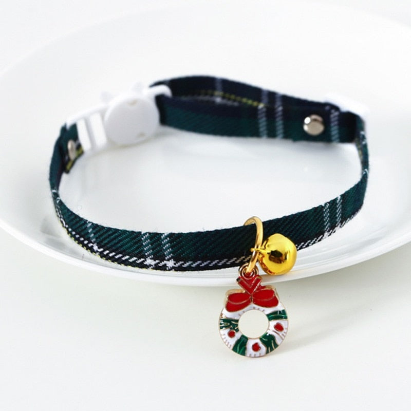 Kitten/Puppy Collar with Bell, Christmas Plaid or Adjustable Plaid Bow (A type)