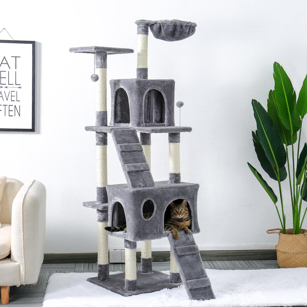 Large Cat Tree Tower Condo with Hammock & Multiple Perches