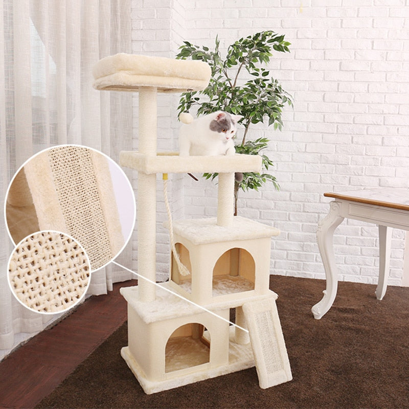 Large Cat Tree Tower Condo with Hammock & Multiple Perches