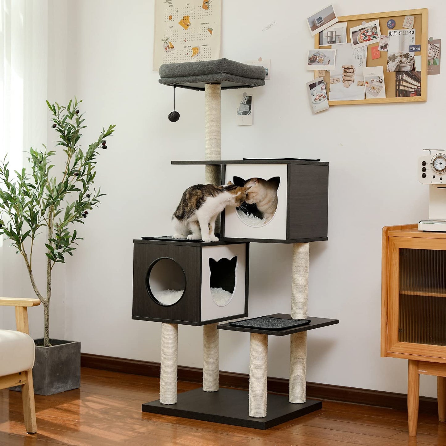 Large Cat Tree Tower Condo with Hammock & Multiple Perches