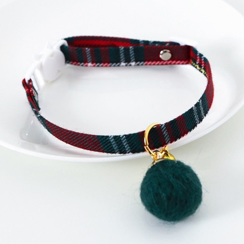 Kitten/Puppy Collar with Bell, Christmas Plaid or Adjustable Plaid Bow (A type)