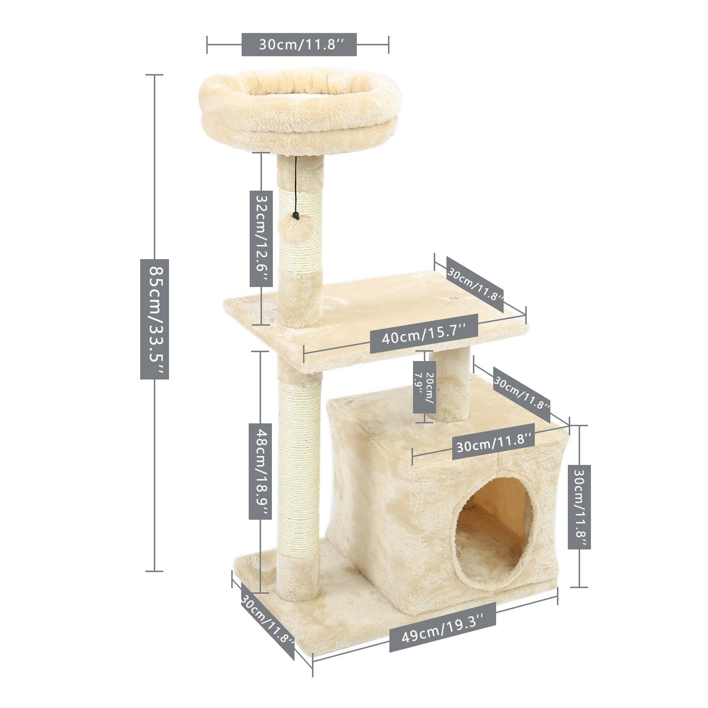 Large Cat Tree Tower Condo with Hammock & Multiple Perches