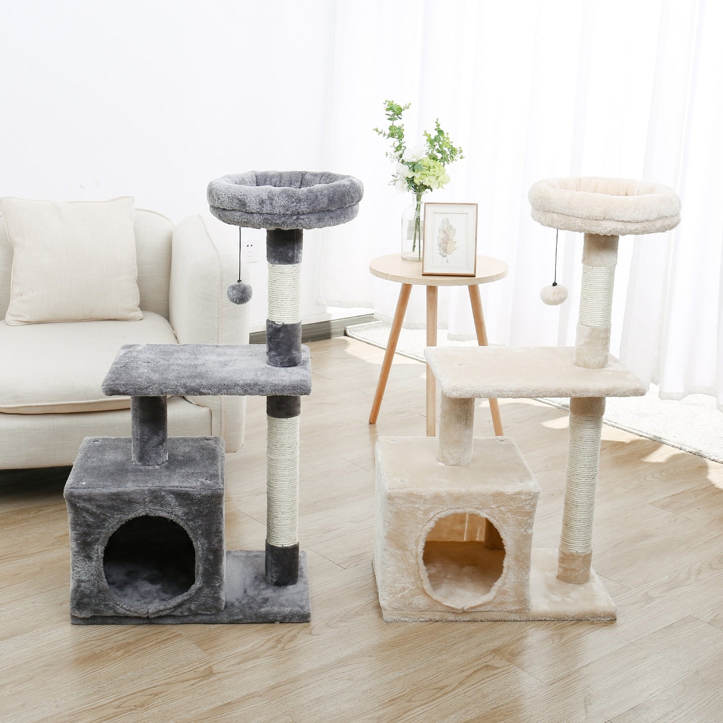 Large Cat Tree Tower Condo with Hammock & Multiple Perches