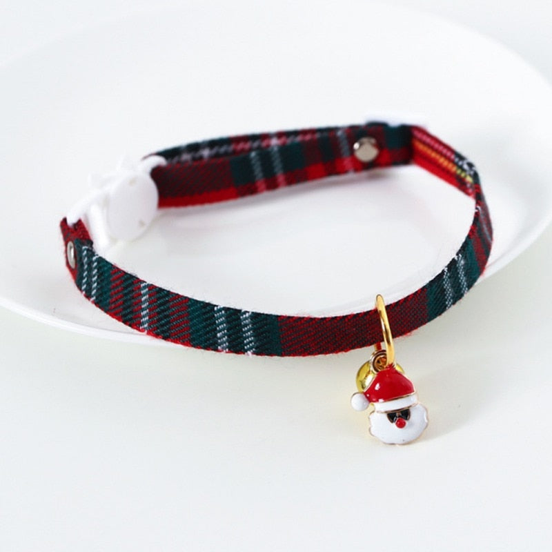 Kitten/Puppy Collar with Bell, Christmas Plaid or Adjustable Plaid Bow (A type)